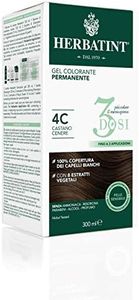 Herbatint Permanent Colour Gel 3 Cans 300ml - 4C Ash Brown, No Ammonia, for Sensitive Skin, 100% Coverage for White Hair, with 8 Natural Organic Extracts