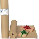 Bryco Goods 18" x 1200"(100’) Brown Wrapping Paper - Kraft Paper Roll for Packing, Arts & Crafts, Gift Wrapping, Bulletin Board, Banner, Bouquet Flower, Table Covering, Shipping & Moving Supplies – Made in USA