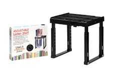 Tools for School Height & Width Adjustable Locker Shelf - Strong ABS Plastic - Width Adjusts from 8"-12.5" & Height Adjusts from 10"-14" - Patented Design - Beware of Cheap IMITATIONS - (Black)