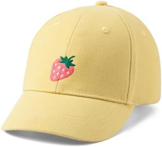 Kids Baseball Hat with Strawberry Patch for Girls Age 2 to 6 Years, Vintage Yellow, Natural Ultra-Soft Cotton, Premium Quality Adjustable Design, for Little Girls -Toddler Size and Up