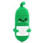 Funny Positive Pickle, Mini Cute Wool Knitting Doll with Positivity Card, Soft Novelty Good Luck Gifts Charm Encourage Women Kids Students Exams for Birthday Gifts Home Office Party Decorations