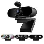 Smilodon 1080P HD Webcam, Pro, with 110° Wide Angle, Privacy Cover, Microphone, Tripod, for Conferencing, Live Streaming, Recording, Compatible with Skype/Zoom/YouTube/Teams