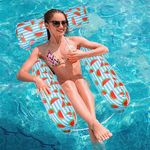 MLRYH Pool Float Water Hammock, Swimming Pool Floating Chair, 4 in1 Inflatable Hammock(Saddle, Lounge Chair, Hammock, Drifter)，Water Sofa, Swimming Hammock for Adults Kids（Watermelon）