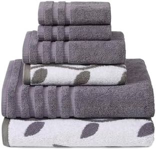 Modern Threads Amrapur Overseas 6-Piece Yarn Dyed Organic Vines Jacquard/Solid Ultra Soft 500GSM 100% Combed Cotton Towel Set [Grey Lavender]