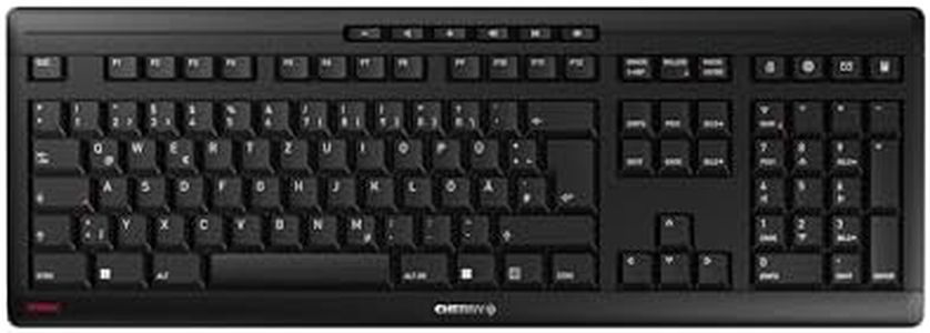 CHERRY Stream Keyboard Wireless, Wireless Keyboard, German Layout (QWERTZ), 2.4 GHz RF, Quiet Keys, Flat Design, Battery-Operated, Black