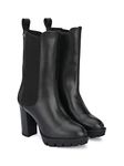 Delize Black Women Vegan Leather, Calf Length, high Heel Chelsea Boots