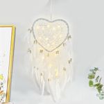 JZK Lace Heart Dream Catcher with Lights for Girls Women Birthday, White Feather Dream Catcher with LED Lights for Baby Kids Bedroom Decoration, Wall Hanging Ornament, Wedding Gift