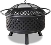 Grillz 30 Inch Portable Outdoor Fire Pit and BBQ - Black