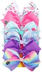 6pc 5" Large Hair Bows for Girls wi