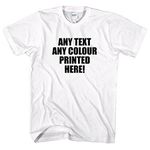 FunkyShirt Personalised T-Shirt for Men Women Kids Printed Tshirts with Any Text Words Top Customised (12-13 Years, White)