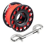 Pecihiko Scuba Diving Reel, Aluminum Alloy Wreck Cave Finger Spool with 30m/100ft High Visibility Flat Line and Double-Ended Bolt Snap Clip Fits for Outdoor Diving Activities Black