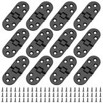 12PCS Folding Flip Top Hinge, 180 Degree Stainless Steel Hinges, Round Edge Furniture Hinge, Folding Table Butler Tray Backflap Hinges (Black)