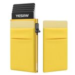 YESIIW Slim Wallet for Men - Minimalist Mens Wallet Pop up Card Holder with RFID Blocking and Money Pocket Wallets Stealth Wallet Gifts for Men Dad Husband Boyfriend, Lemon Gold, Modern & Minimalist &