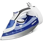 Mueller Professional Grade Steam Iron, Retractable Cord for Easy Storage, Shot of Steam/Vertical Shot, 8 Ft Cord, 3 Way Auto Shut Off, Self Clean, Blue