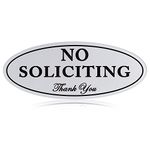 Kichwit No Soliciting Sign with Magnets, Silver, 2.8” x 7”, Keeps Unwanted Visitors Away, No Deforming, Residue Free Adhesive Included