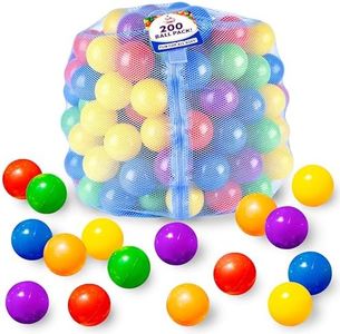 200 Count Plastic Balls for Ball Pit, Phthalate and BPA Free, Crush Proof Play Balls for Ball Pit, Pit Balls in Assorted Colors in Reusable and Durable Mesh Storage Bag with Zipper