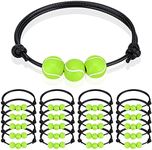 200Pcs Tennis Charm Bracelets Tennis Party Favors Tennis Ball Beads Adjustable Wristbands Sport Ball Bracelet for Girl Women Teens Sport Birthday Party Holiday Gifts Tennis Ball Favors Team Player