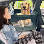 WheComd Dog Car Seat for Back Seat,Dog Back Seat Extender,Medium to Large Dogs Hammock for Car SUV Truck,Hard Bottom Durable Material Waterproof and Non-Slip with Mesh Window Pocket(Black)