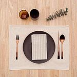 MEEMA Rustic Placemats 14x20 in | Sustainable Products Upcycled Denim and Cotton Cloth Placemats Set of 4 - Natural | Washable Place Mats for Dinner Table, Everyday Use and Special Occasions