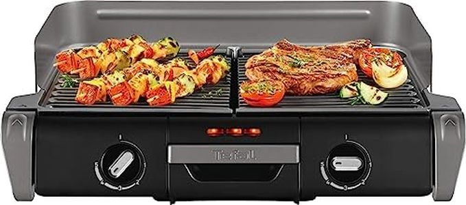 Tefal Elektrogrill Family TG8000 | Tischgrill/BBQ | zwei getrennte Grillroste mit stufenlosen Thermostaten | individuell regulierbar | Spülmaschinengeeignet | 2400W | Schwarz/Silber