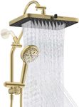 Hibbent cUPC Certified 13'' Shower Head Combo, High Pressure 5 Spray Rainfall Showerhead, 10 Spray Handheld, All Metal Easy Reach 4-way Diverter Arm with Pause Mode, 71'' Hose and Holder, Brushed Gold