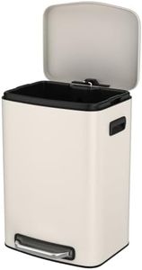 pouseayar Large Capacity 13 Gallon Stainless Steel Trash Can - Soft Close Lid, Foot Pedal, Durable Construction - Ideal for Kitchen, Office, Commercial Use - White