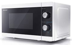 SHARP YC-MS01U-W Compact 20 Litre 800W Manual control Microwave, 5 power levels, defrost function, LED cavity light - White