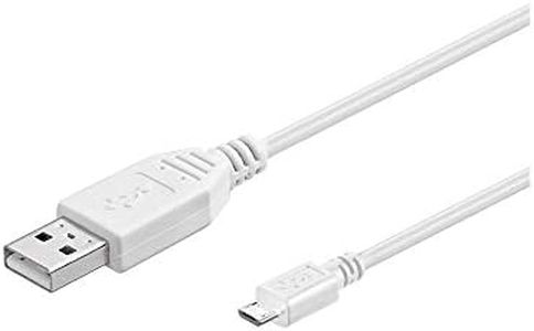 Wentronic Goobay 96195 Cable de Datos y Cargador Micro USB de Alta Velocidad/USB 2.0 Macho (Tipo A) > USB 2.0 Micro Macho (Tipo B) / Blanco / 5m