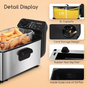Aigostar 3L Deep Fat Fryer – Stainless Steel Electric Cooker