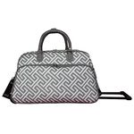 World Traveler 21-Inch Carry-On Rolling Duffel Bag, Greek Key H Grey White