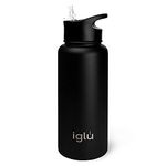 iglu Reusable Water Bottles | Premium Double Walled Stainless Steel | 1 Litre Vacuum Insulated Bottle | Leakproof Straw Lid | Sweatproof & BPA Free | Great His & Her Eco Gift (Night Sky, 1L)