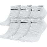 NIKE Men Cotton Performance Cushion No Show Socks with Band (6 Pairs), White/Black, Large