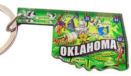 State of Oklahoma Key Chain Acrylic Souvenir Keychain Retro Style Map Gift 2 Inch