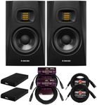 Adam Audio T5V 5-Inch Powered Studio Monitor (2-Pack) Bundle with Isolation Pads, 1/4-Inch TRS to XLR Male to Male Balanced Cable (10-Feet, 2-Pack) and 25-Feet XLR Cable (6 Items)