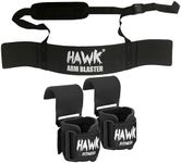 Weightlifting Hooks with Wrist Straps and Arm Blaster for Biceps & Triceps Dumbbells Bundle