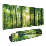 Scenic Forest of Fresh Green Deciduous Trees Extended Gaming Mouse Pad Large Desk Mat with Non-Slip Rubber Base and Stitched Edges,Keyboard Mouse Mat Desk Pad for Work,Game,Office,Home 35.4*15.7 Inch