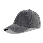 LANGZHEN Unisex Baseball Cap 100% Cotton Fits Men Women Washed Denim Adjustable Dad Hat(Black)