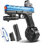 Splatter Ball Gun Automatic, Gel Ball Blaster Gun Full-auto and semi-auto with Goggles, Long Range Blowback Pistol for Shooting Team Games Outdoor Activities Ages 8+ (Blue)