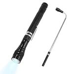 Ulsam Magnetic Flashlight Pickup Tool, Extendable Magnetic Pick Up Stick Grabber, Magnet Stick with 3 LED Lights Cool Gadgets for Dad Husband Boyfriend Truck Driver (Black)