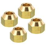 PATIKIL 3/8 SAE Thread Brass Flare Nut, 4 Pack 45 Degree Flared Tube Fitting Nut Hydraulic Pipe Fitting for Air Conditioner Water Gas Line, Glossy Surface