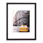 kennethan Picture Frames 11x14 Inches 1 Pack Black frames -with 2 Pack White Mount,Wooden Photo Frames for Wall Mounting