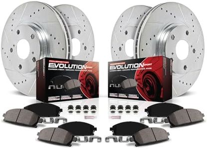 Power Stop K5828 Front and Rear Z23 Carbon Fiber Brake Pads with Drilled and Slotted Brake Rotors Brake Kit For Lexus RX350 RX450 Toyota Highlander Sienna