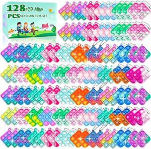106 PCS Mini Pop Keychain Fidget Sensory Toys, Fidget Mini Pop Bulk Fidget Keychain Toy Party Favors Birthday Gifts, Keychain Bubble Pop Desk Toy Wrap Pop Stress Reliever Anti-Anxiety, Toy for Kids