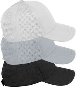 Daxton Air Cool Tech Hat Ventilated Micro Holes Structured High Profile Baseball Cap 3 Pack - Black,Light Grey,White