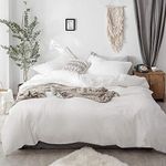 Sacebeleu Luxury Double Duvet Cover Set White 100% Cotton Plain Breathable Bedding Sets,1 Quilt Comforter Cover Zipper Closure and 2 Pillowcases 50x75cm