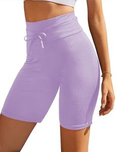 Ekouaer Women's Board Shorts High Waist Swim Shorts Beach Surf Swimwear Shorts Lilac,X-Large