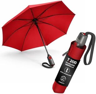 Knirps T.200 Medium Duomatic Automatic Open Close Rain Umbrella for Adults - Portable Weather Protection - Compact, Fits in Backpack or Purse, Retractable with Carrying Case, Red, 97cm Diameter