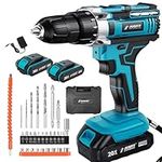 Taliyah Cordless Drill Driver 20V, Combi Dill Kit with 2 * 2000mAh Lithium Ion Battery, Impact Driver 29 PCS, Screwdriver Set 25+3 Clutch,Hammer Drill for Drilling and Screw Driving