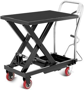 Hydraulic Lift Table Cart, 330lbs Capacity 28.5" Lifting Height, Single Scissor Lift Table with 4 Wheels and Non-Slip Pad for Material Handling and Transportation, Black
