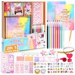 Esnowlee Stationery Set for Girls - 49pcs DIY Journal Set for Tween & Teen Girls, Scrapbook & Diary Supplies Set, Journaling Art Crafts Kit, Ideal Gifts for 8 9 10 11 12 13 14 Year Old Girl